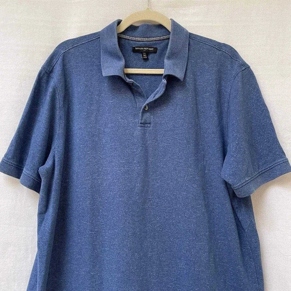 Banana Republic Polo Shirt Mens XL Collared Short Sleeve Relaxed Fit Resort Blue